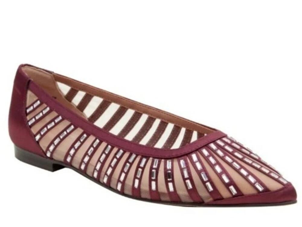 Linea Paolo Kalaia Noelle DK Burgundy Satin Women's sz 7 Flat shoes